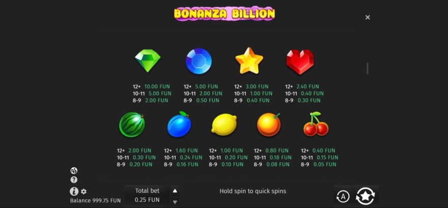 Bonanza Billion online