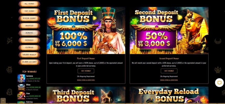 Cleopatra casino bonuses