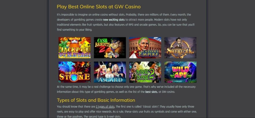GW casino slots