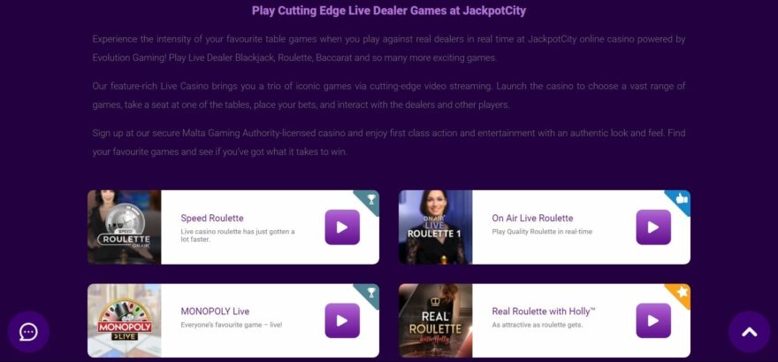 Jackpot City casino live