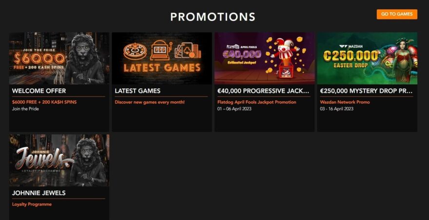 Johnny Kash Kings casino bonuses