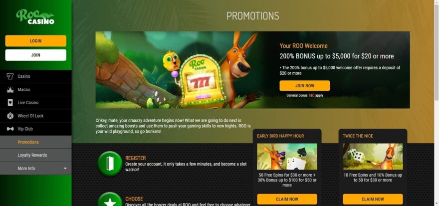 Roo casino bonuses