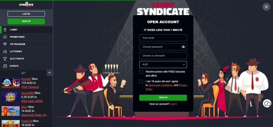 Syndicate casino sign up