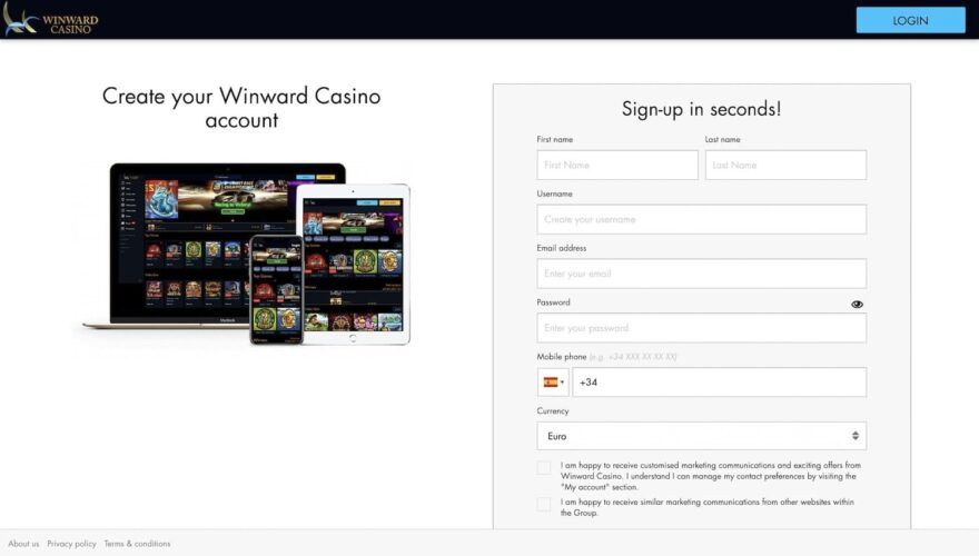 Winward casino sign up